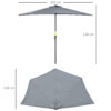 Ombrellone da Parete per Esterni in Poliestere Impermeabile Anti UV 269x138x236cm Grigio