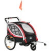 Rimorchio Bici e Passeggino per Bambini, Design 2 in 1 con Freno, Cintura e Tasche, 116-142x75x101cm