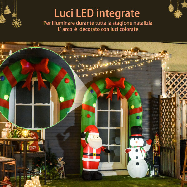 Arco Gonfiabile 12 luci a LED babbo natale 244cm e pupazzo di neve impermeabile