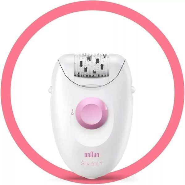 Braun Silk-épil 1 Epilatore Elettrico Donna con Cavo, 20 Pinzette per Epilazione Duratura, Bianco/Rosa