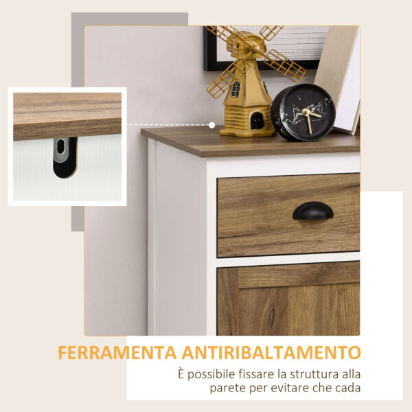 Mobile Multiuso in Truciolato con Armadietto e Cassetto in Stile Rustico, 78.5x39x89.4cm, Bianco