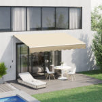 Tenda da Sole Avvolgibile a Parete da Esterno Impermeabile in Alluminio, Beige, 3x2.5m