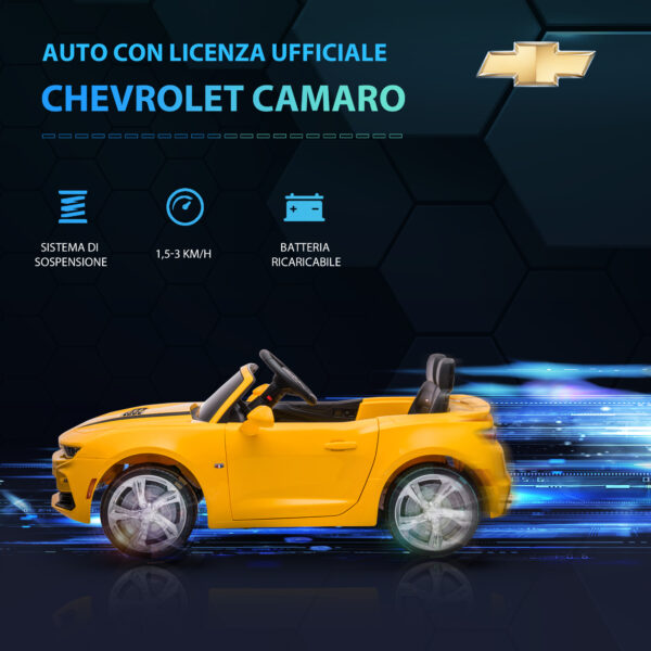 Macchina Elettrica per Bambini 12V Marchio Chevrolet Camaro con Telecomando, Giallo