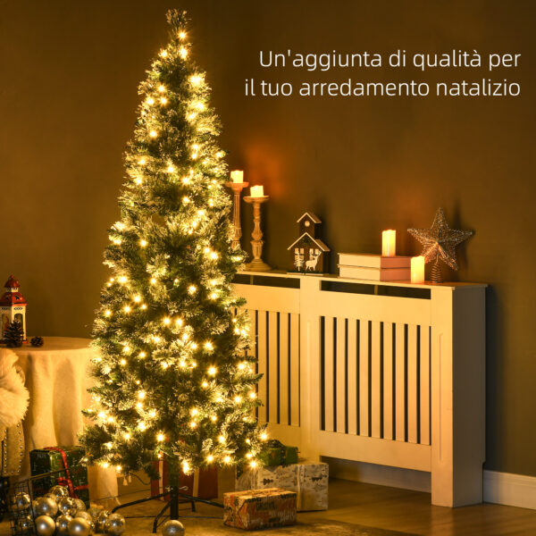 Albero di Natale 180cm Innevato con 240 Luci LED e 618 Rami con Base in Acciaio