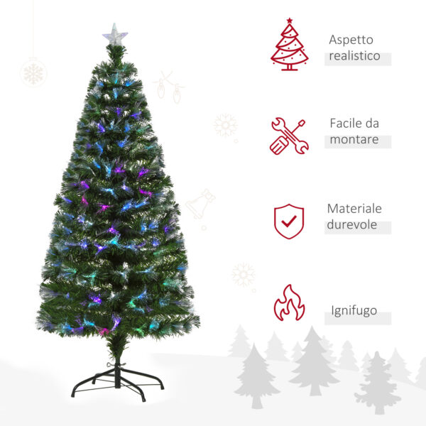 Albero di Natale 150cm in Fibre Ottiche Foltissimo con 180 Luci a LED - Verde