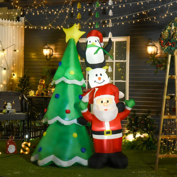 Albero di Natale Gonfiabile Gigante 243cm da Esterno e Interno, Impermeabile con Luci a Led e Babbo Natale