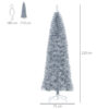 Albero di Natale Artificiale Alto e Stretto con Base Rimovibile 210cm - Argento