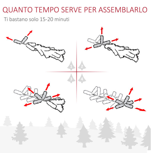 Albero di Natale Artificiale Alto e Stretto con Base Rimovibile 210cm - Argento