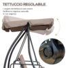 Dondolo da Esterni 2 in1 per 3 Persone Convertibile in Letto con Tettuccio, 200x125x170cm, Beige