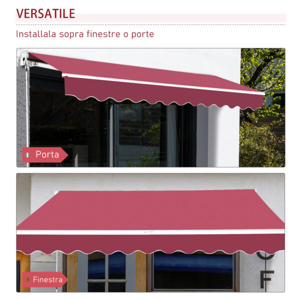 Tenda da Sole per Esterno Avvolgibile a Parete Impermeabile in Poliestere, Rosso Bordeaux 3x2.5m