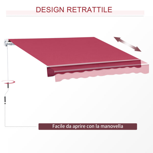 Tenda da Sole per Esterno Avvolgibile a Parete Impermeabile in Poliestere, Rosso Bordeaux 3x2.5m