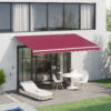 Tenda da Sole per Esterno Avvolgibile a Parete Impermeabile in Poliestere, Rosso Bordeaux 3x2.5m