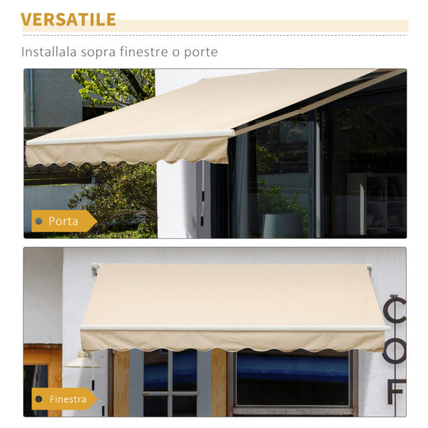 Tenda da Sole Avvolgibile a Parete da Esterno Impermeabile in Alluminio, Beige, 3x2.5m