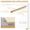 Tenda da Sole Avvolgibile a Parete da Esterno Impermeabile in Alluminio, Beige, 3x2.5m