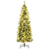 Albero di Natale 180cm Innevato con 240 Luci LED e 618 Rami con Base in Acciaio