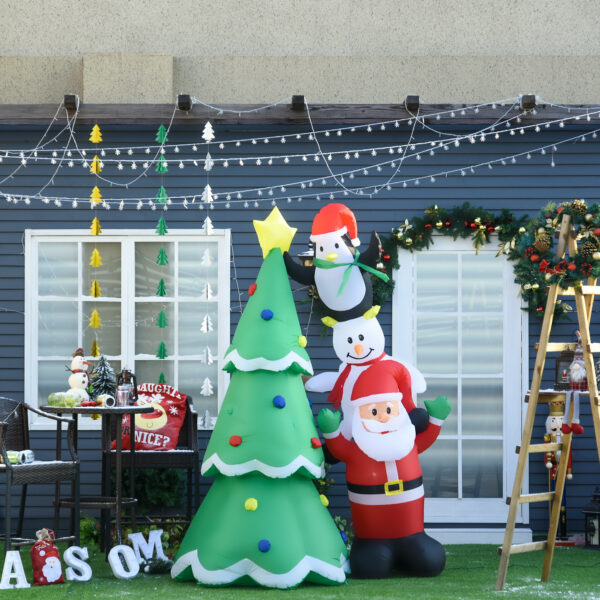 Albero di Natale Gonfiabile Gigante 243cm da Esterno e Interno, Impermeabile con Luci a Led e Babbo Natale