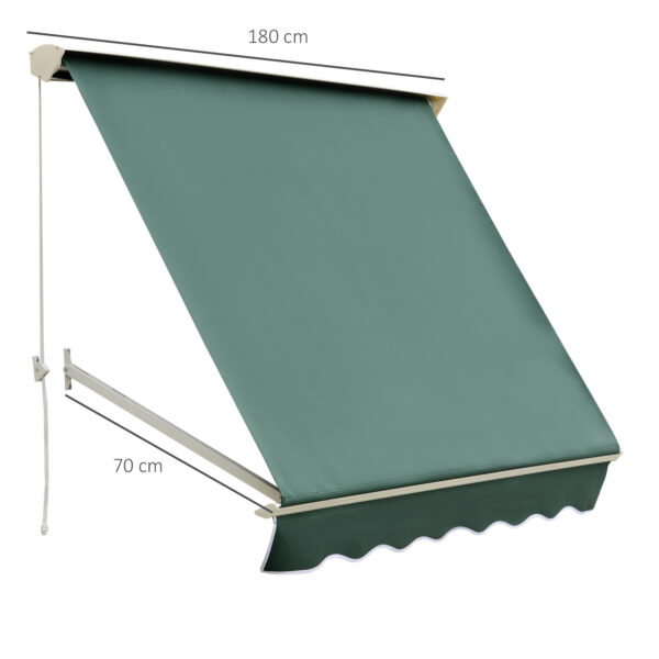 Tenda da Sole a Caduta con Rullo Avvolgibile e Angolazione Regolabile 0-120°, 180×70cm, Verde