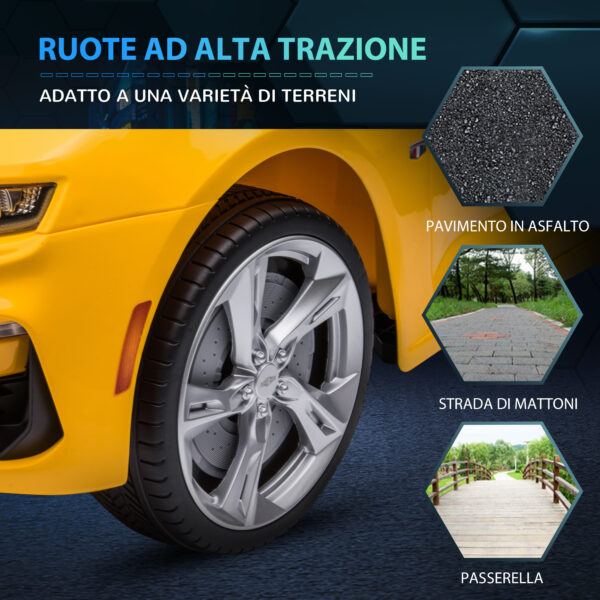 Macchina Elettrica per Bambini 12V Marchio Chevrolet Camaro con Telecomando, Giallo