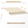 Tenda da Sole Avvolgibile a Parete da Esterno Impermeabile in Alluminio, Beige, 3x2.5m