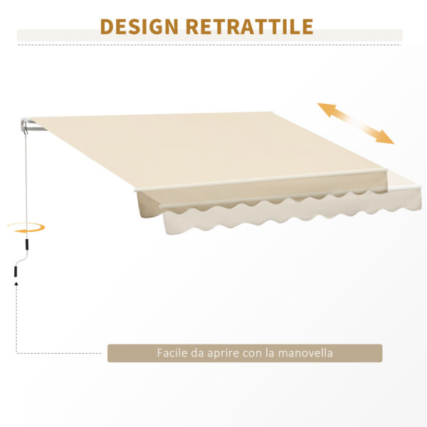 Tenda da Sole Avvolgibile a Parete da Esterno Impermeabile in Alluminio, Beige, 3x2.5m