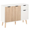 Mobile Multiuso in Legno con Cassetto e Armadietti in Stile Nordico, 90x30x72cm