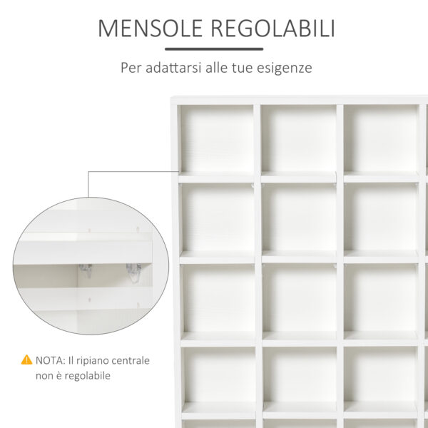 Mobile Libreria in Legno Bianco 24 Scomparti, 130.5x89x20cm