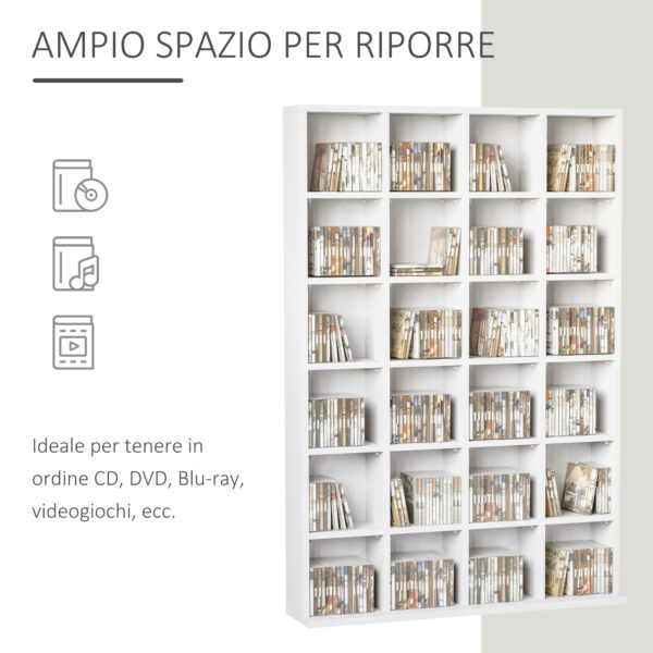 Mobile Libreria in Legno Bianco 24 Scomparti, 130.5x89x20cm