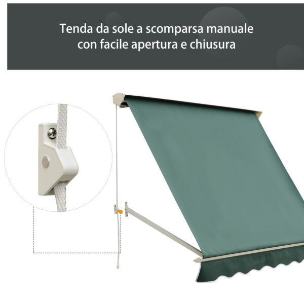 Tenda da Sole a Caduta con Rullo Avvolgibile e Angolazione Regolabile 0-120°, 180×70cm, Verde