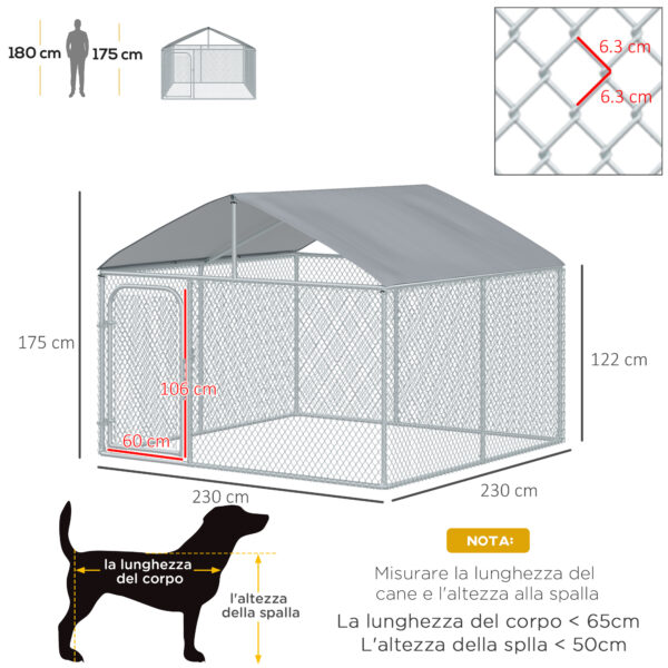 Recinto per Animali e Cani Cuccioli da Esterno con Copertura Impermeabile, 230x230x175cm