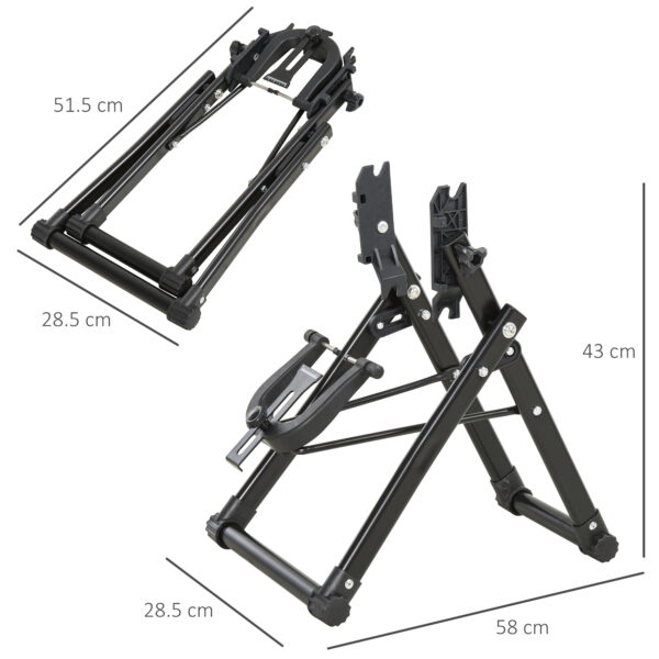 Cavalletto Pieghevole per Manutenzione Ruote Bici da 20-29'', 58x28.5x43cm, Nero