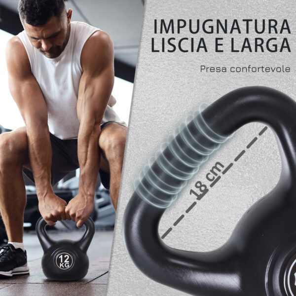 Kettlebell 12 kg per Allenamento Cross Training Nero