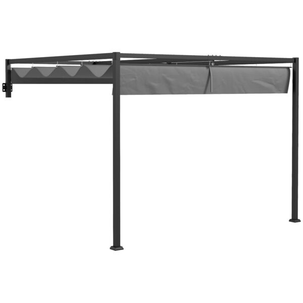 Pergola Gazebo 3x4 m con Tettuccio Retrattile e Fori di Drenaggio, in Acciaio e Poliestere, Grigio