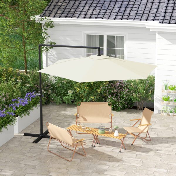 Ombrellone da Giardino Decentrato 3x2.5 m con Base a Croce e Apertura a Manovella, Beige