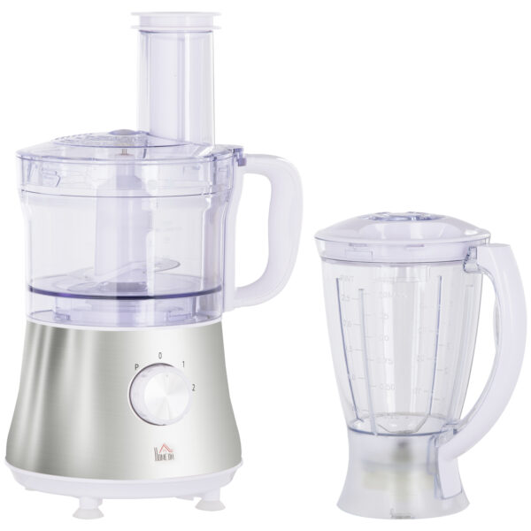 Frullatore da 500W con Caraffa, Lama a S e Lama a 4 Punte in Acciaio Inox, AS e ABS, 2 Velocità Regolabili, 20.5x19x16cm, Bianco