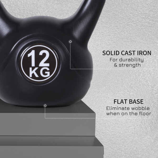 Kettlebell 12 kg per Allenamento Cross Training Nero