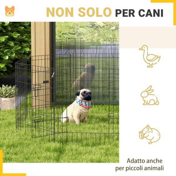 Recinto per Cani e Cuccioli, Box per Animali da 8 Pezzi in Filo di Ferro, 76 x 61cm Nero