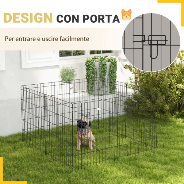 Recinto per Cani e Cuccioli, Box per Animali da 8 Pezzi in Filo di Ferro, 76 x 61cm Nero