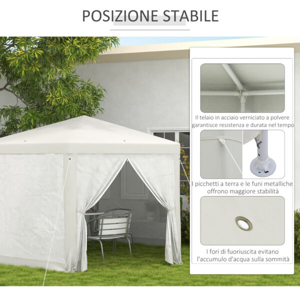 Gazebo da Giardino Esagonale con Doppio Ingresso, in Metallo e Poliestere, 3.94x3.94x2.5 m, Crema