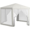 Gazebo da Giardino Esagonale con Doppio Ingresso, in Metallo e Poliestere, 3.94x3.94x2.5 m, Crema