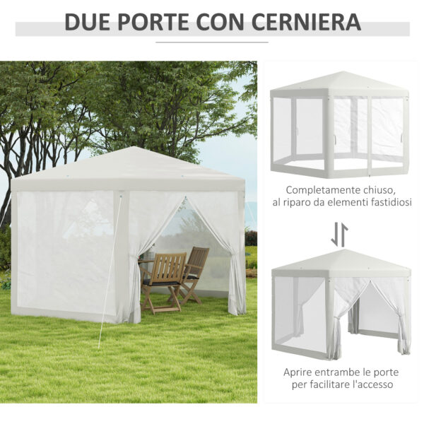 Gazebo da Giardino Esagonale con Doppio Ingresso, in Metallo e Poliestere, 3.94x3.94x2.5 m, Crema