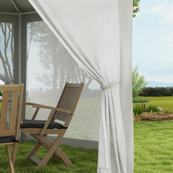 Gazebo da Giardino Esagonale con Doppio Ingresso, in Metallo e Poliestere, 3.94x3.94x2.5 m, Crema