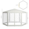 Gazebo da Giardino Esagonale con Doppio Ingresso, in Metallo e Poliestere, 3.94x3.94x2.5 m, Crema