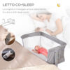 Culla Fianco Letto con Altezza Regolabile, Lettino Co-Sleeping Pieghevole con Tessuto a Rete e Borsa di Trasporto, 86x50x83cm, Grigio