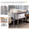 Culla Fianco Letto con Altezza Regolabile, Lettino Co-Sleeping Pieghevole con Tessuto a Rete e Borsa di Trasporto, 86x50x83cm, Grigio