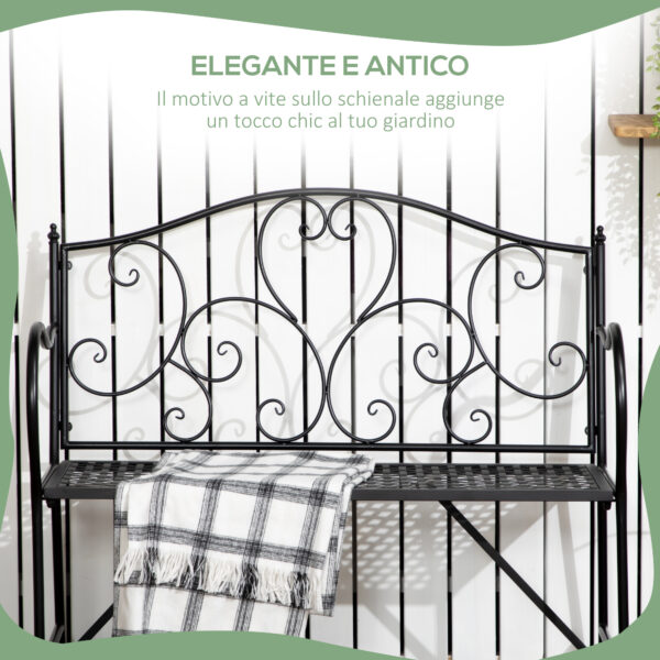 Panchina da Giardino in Acciaio a 2 Posti in Stile Classico, 106x42x95cm, Nero