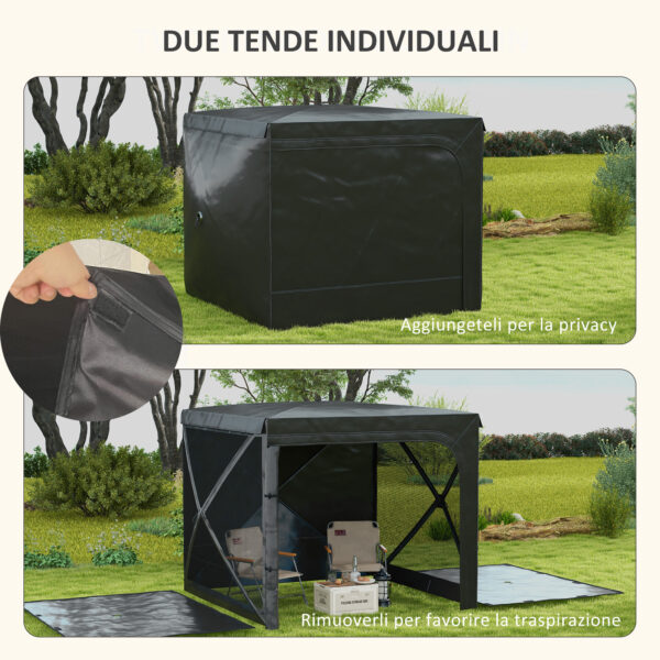 Gazebo da Giardino 2x2.5 m Pieghevole con Tende e Zanzariere, Borsa di Trasporto, Nero