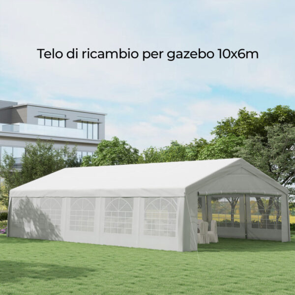 Copertura di Ricambio per Gazebo 10x6m, Telo Impermeabile in Poliestere con Protezione UV