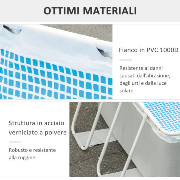 Piscina Fuori Terra Rettangolare con Pompa Filtro a Nanosfere e Scaletta Incluse, 440x240x122cm, Grigia