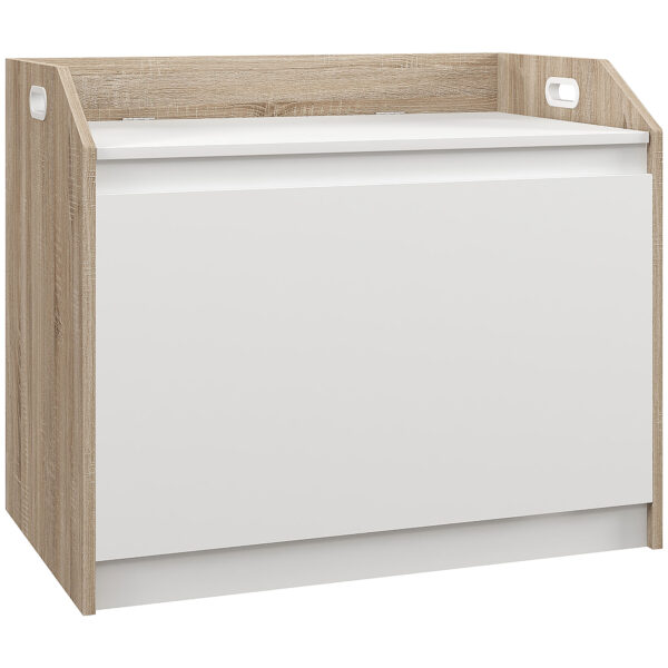 Cassapanca in Legno Moderna con Schienale e Vano Contenitore, 62.4x40x51.5cm, Bianco