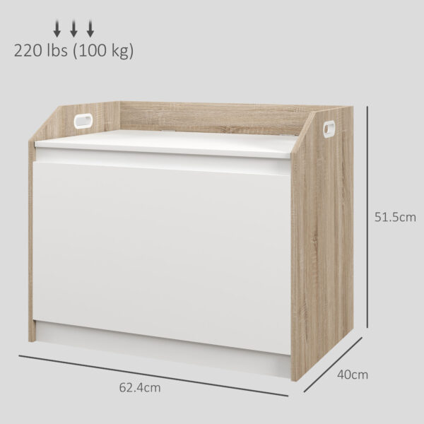 Cassapanca in Legno Moderna con Schienale e Vano Contenitore, 62.4x40x51.5cm, Bianco